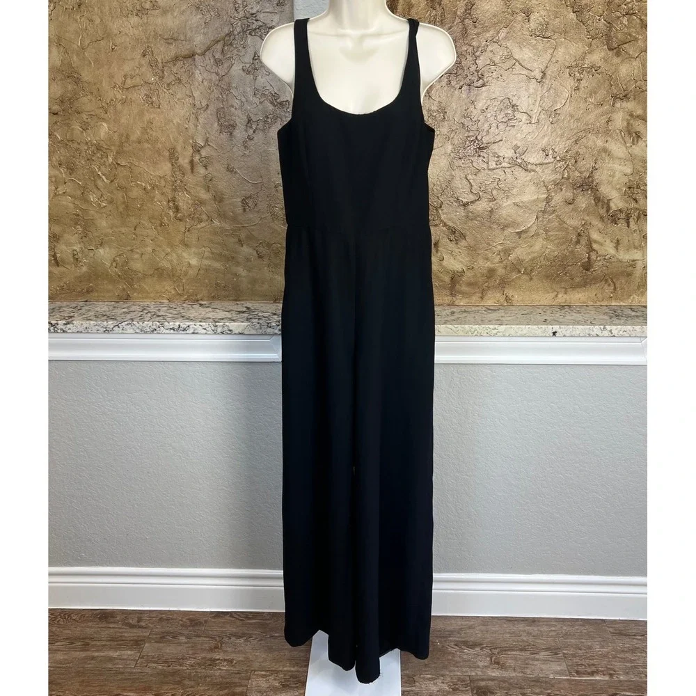 Banana Republic Jumpsuit Women 10 Black Wide Leg Sleeveless Scoop Neck Evening